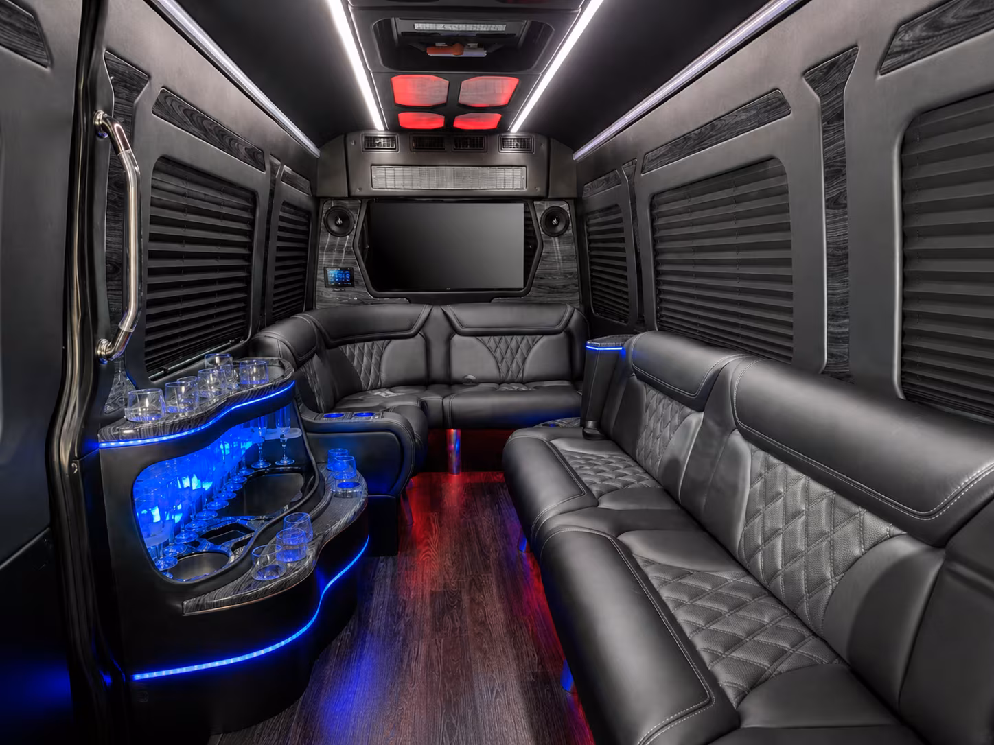 union 28 passenger party bus interior