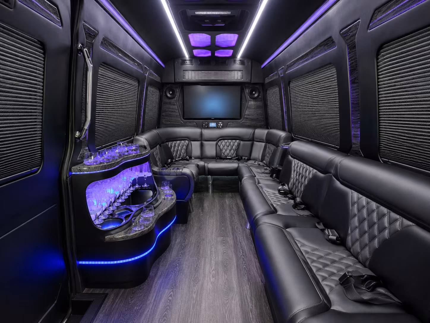union 40 passenger party bus inside